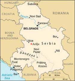 Положај Ариља у Србији